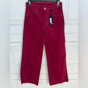 Women's  Kut From The Kloth High Rise Wide Leg curduroy Jeans red  Sz 0
